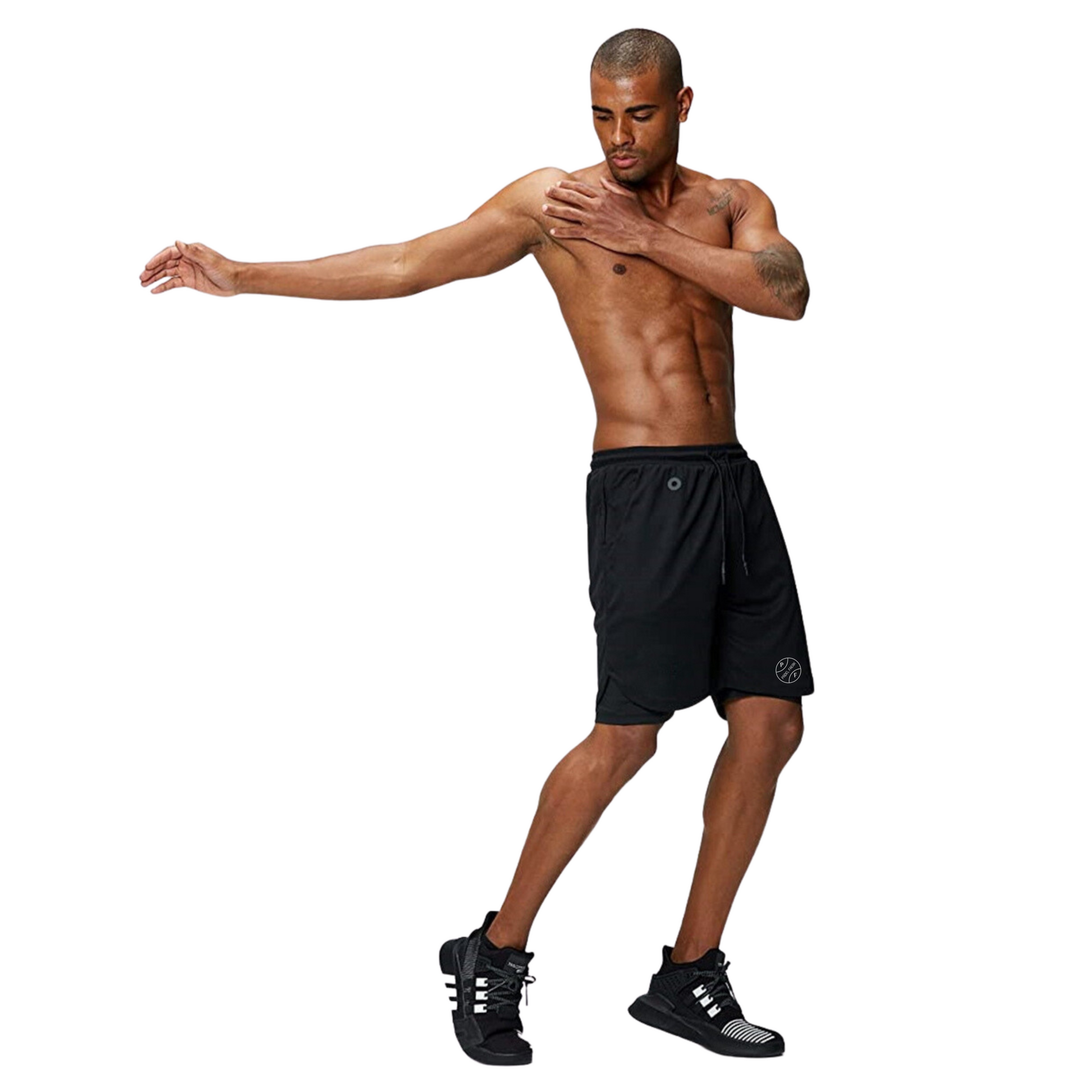 Men's 2-in-1 Athletic Shorts with Pockets, Zips & Hidden Phone Pocket – Black