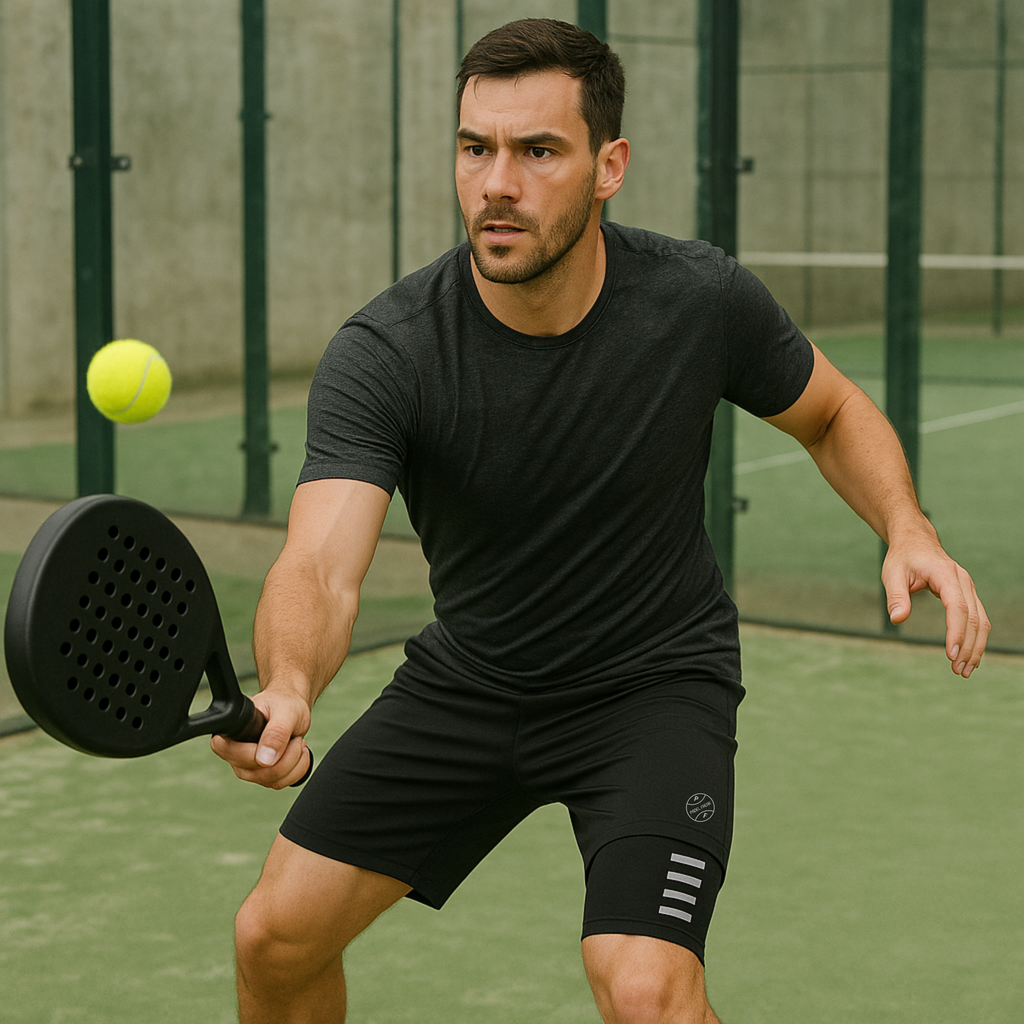 Men’s 2-in-1 Reflective Detailing Pocket Padel Shorts – Black